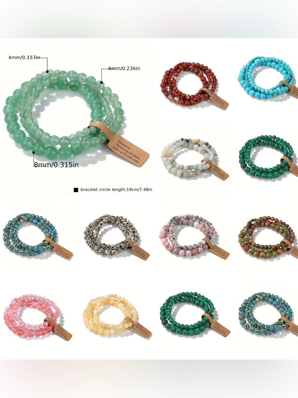 Natural Stones Stretch Bracelet Set